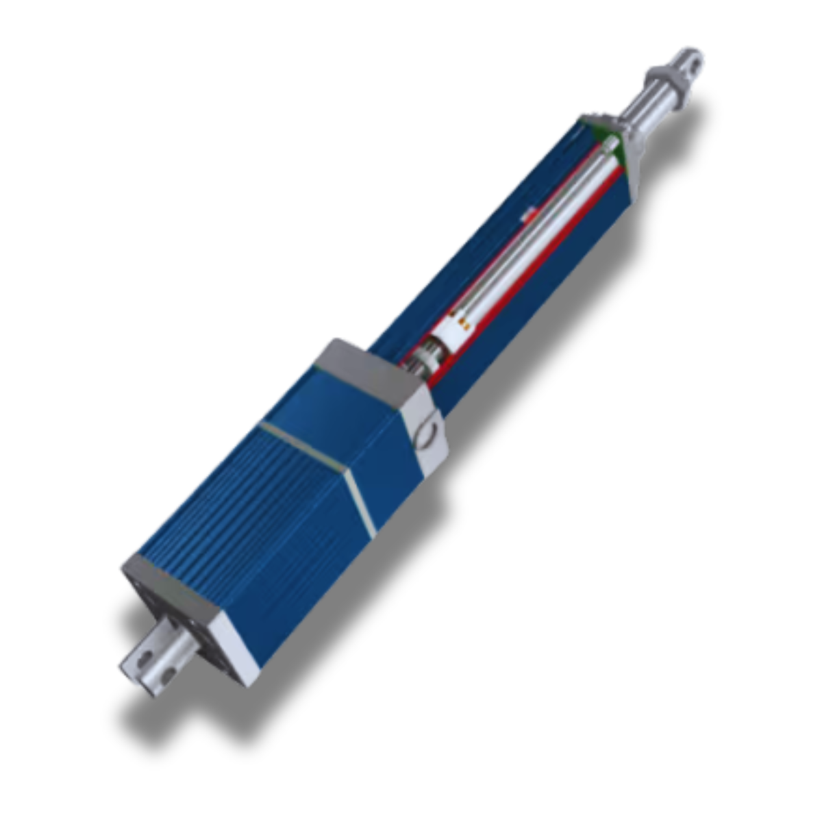 GROB Lineaire Elektrocilinder EZ | Axis & Stuifmeel Elektrische lineaire actuator met geïntegreerde aandrijving en uitschuifbare spindel voor nauwkeurige lineaire beweging in industriële automatisering.