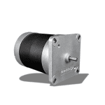 Rotek Robase industriële BLDC-motor met zwarte cilindrische behuizing, aluminium eindplaten en centrale as; ontworpen voor 24–72V toepassingen met een compact ontwerp en hoge efficiëntie, geschikt voor mobiele systemen, lichte voertuigen en autonome machines.