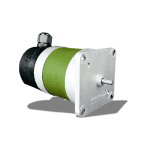 Rotek Rosync synchrone motor met groene composietbehuizing, aluminium voorplaat en geïntegreerde connector; geschikt voor 48–400V toepassingen met hoge precisie, ideaal voor motion control, automatisering en verpakkingsmachines.