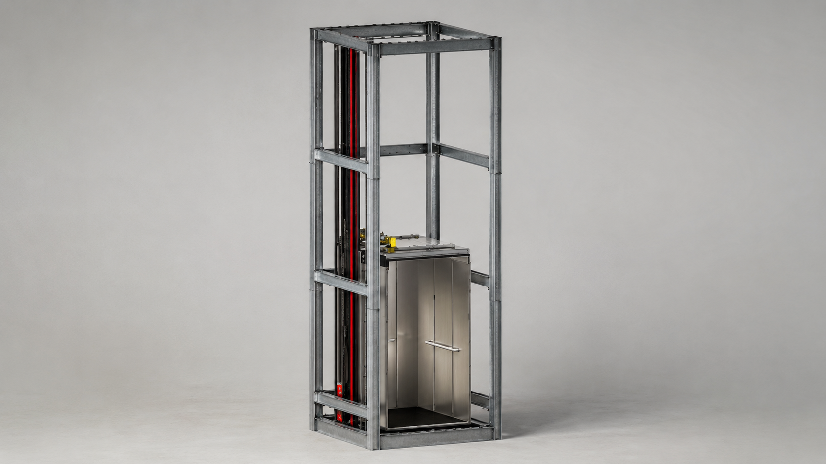 SERAPID Vertical Linearbeam | Axis & Stuifmeel SERAPID Vertical LinearBeam elektromechanische verticale actuator geïntegreerd in een liftconstructie voor personen-, goederen- en industriële hijstoepassingen.