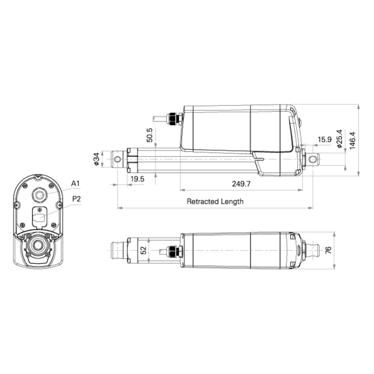 TiMOTION MA3B lineaire actuator | Axis & Stuifmeel TiMOTION MA3B lineaire actuator - Afbeelding 2